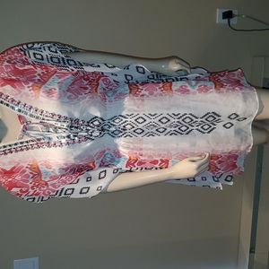 Bebe Tribal Print Beaded Kimono Dress Sequin Summer